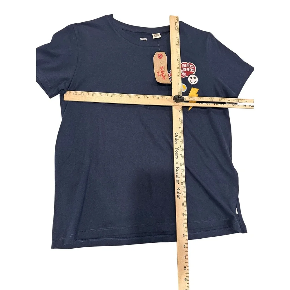 Levis Mens Jeepers Creepers Patch Navy Blue Crewneck T-Shirt Large NWT
